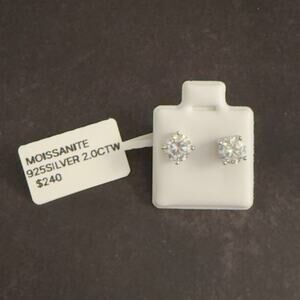Beautiful 2ctw Moissanite Stud Earrings, Sterling Silver 925-NEW-MSRP$240